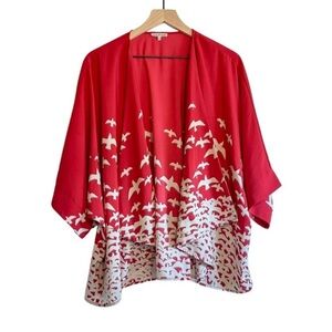 New Modcloth Lace & Mesh Bird Print Kimono, L